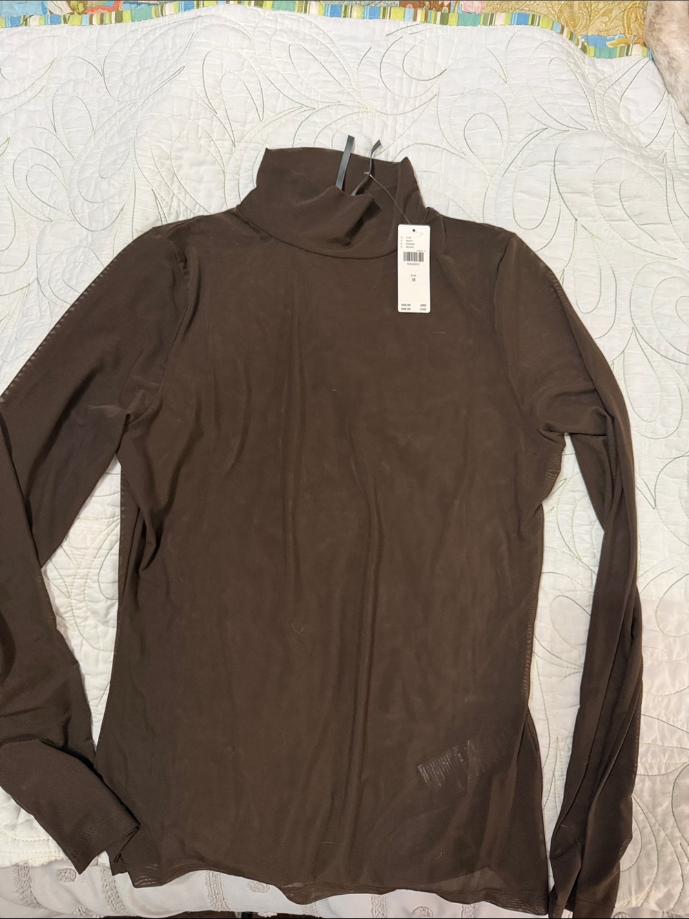 Anthropologie Brown Long-Sleeve Turtleneck Top
